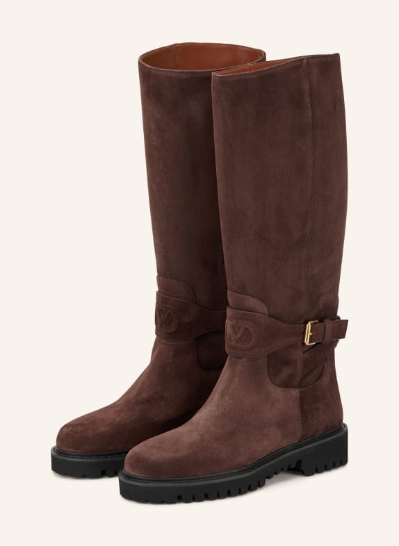 VALENTINO GARAVANI Bottes VLOGO SIGNATURE MARRON FONCÉ / OR