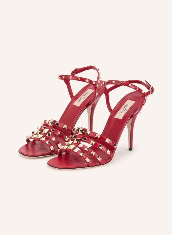 VALENTINO GARAVANI Sandalettes ROCKSTUD avec rivets ROUGE FONCÉ / OR