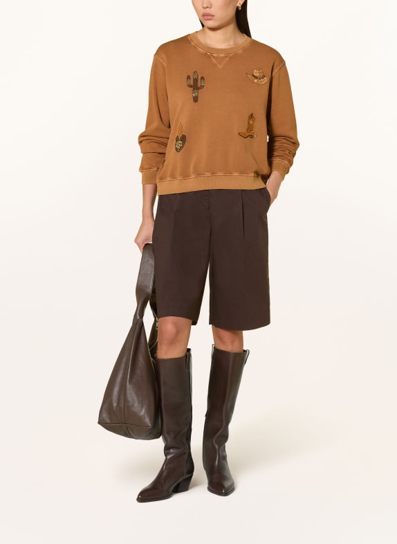 Grace DESERT-Sweatshirt met sierparels BRUIN / GOUD / MARRON FONCÉ