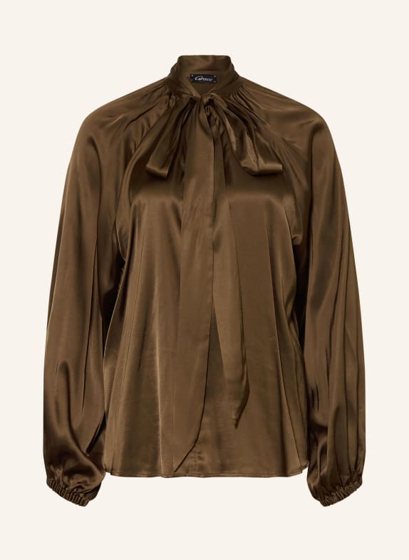Grace Satin blouse with a bow DARK BROWN