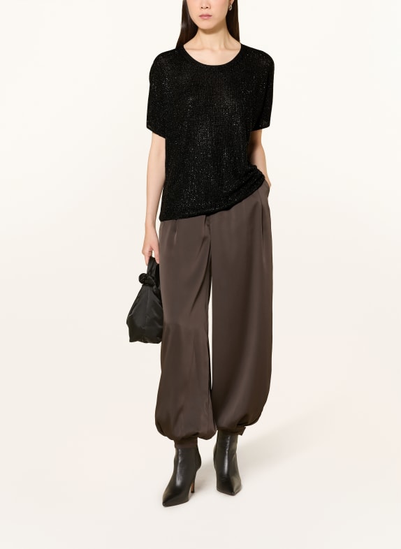 Joseph Ribkoff Knit shirt with glitter yarn and rhinestones BLACK