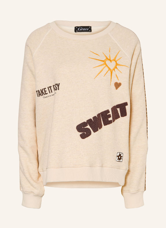 Grace Sweatshirt CRÈME / MARRON FONCÉ / DONKERGEEL