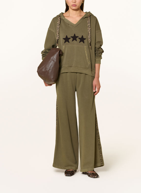 Grace Sweatpant met studs en galonstrepen OLIJF / GOUD / BRUIN