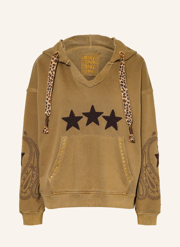 Grace Hoodie met studs OLIJF / GOUD / MARRON FONCÉ