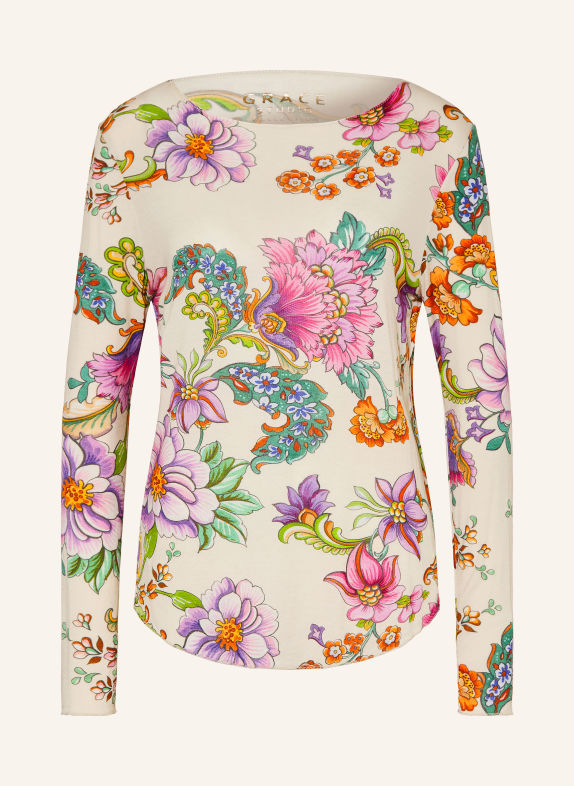 Grace Longsleeve FLOWERS CRÈME / PAARS / GROEN
