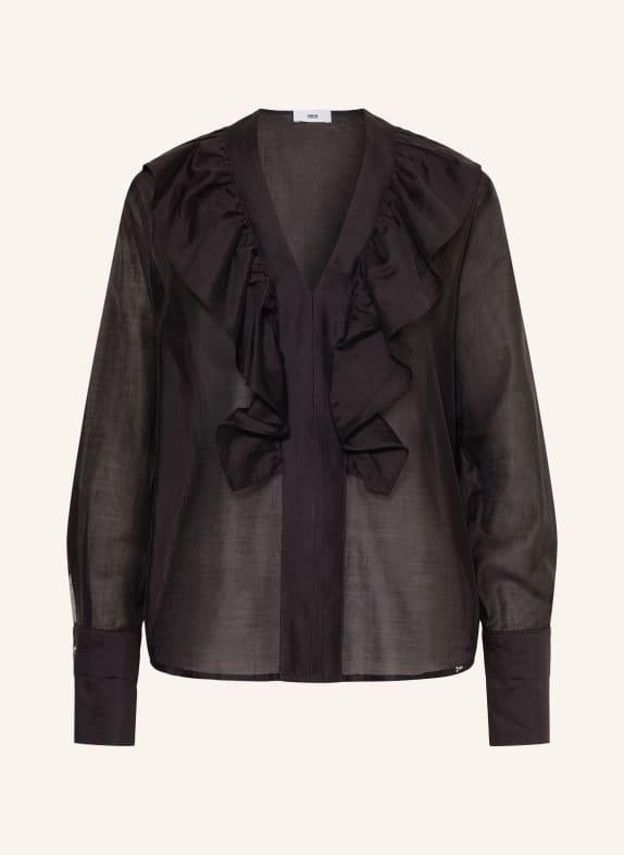CINQUE CIPIERA Blouse Shirt with Ruffles BLACK