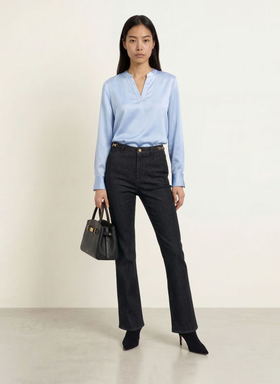 s.Oliver BLACK LABEL Blusenshirt aus Satin HELLBLAU