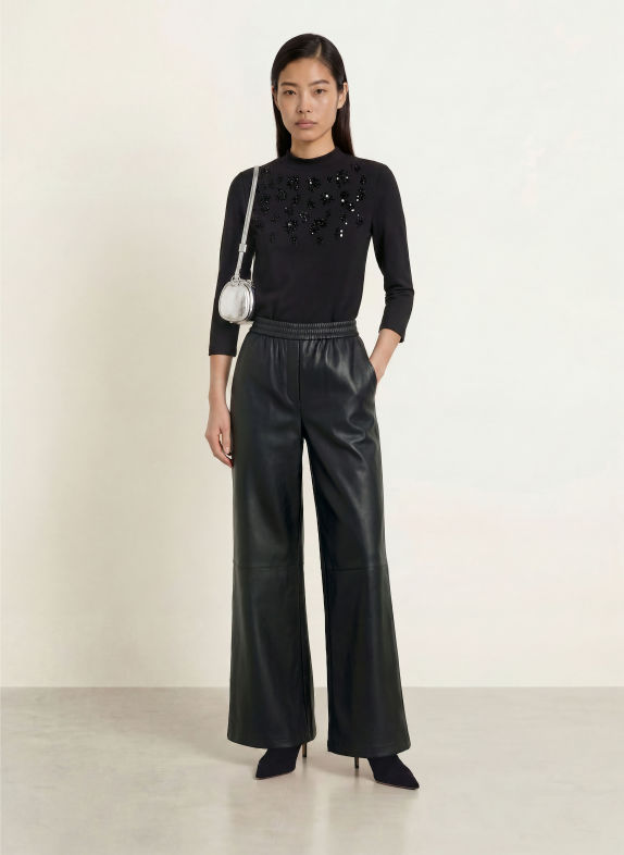 s.Oliver BLACK LABEL Shirt mit 3/4-Arm und Pailletten SCHWARZ