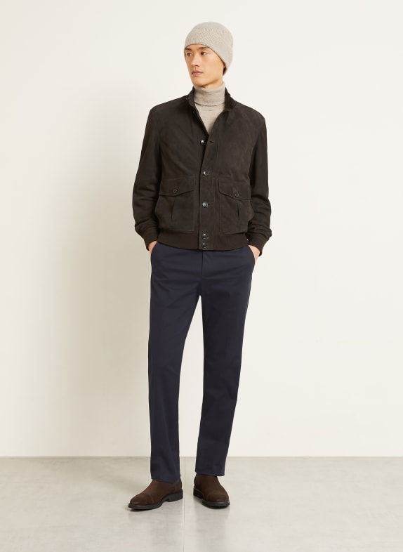 ZEGNA Kalhoty PREMIUM COTTON Regular Fit TMAVĚ MODRÁ