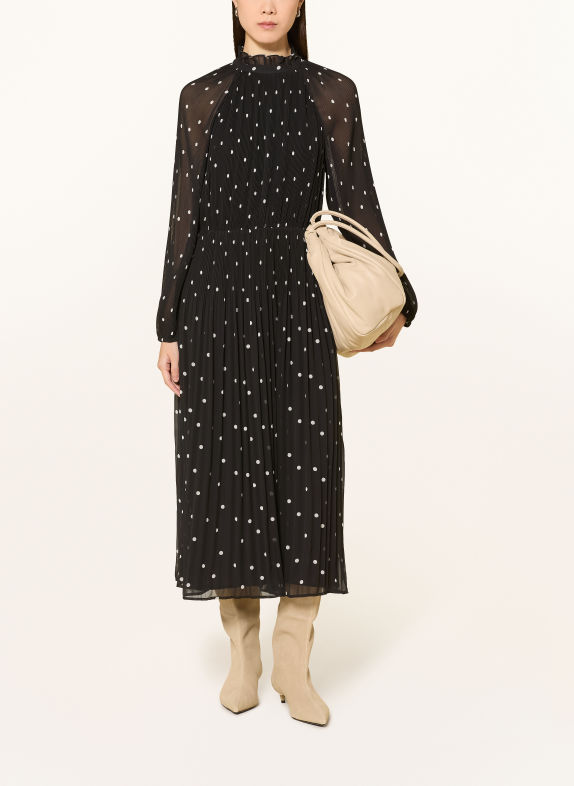 comma Plisseekleid SCHWARZ / WEISS