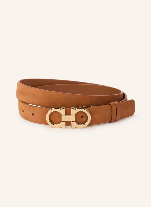 FERRAGAMO Leather belt COGNAC / GOLD