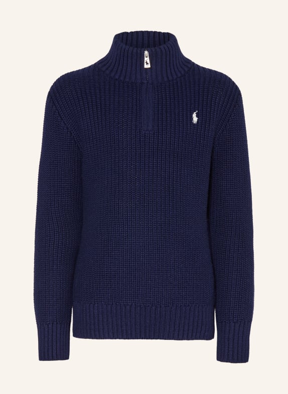 POLO RALPH LAUREN Pull col zippé BLEU FONCÉ