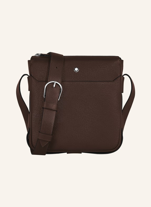 MONTBLANC Saffiano-schoudertas SARTORIAL MARRON FONCÉ / ZILVER