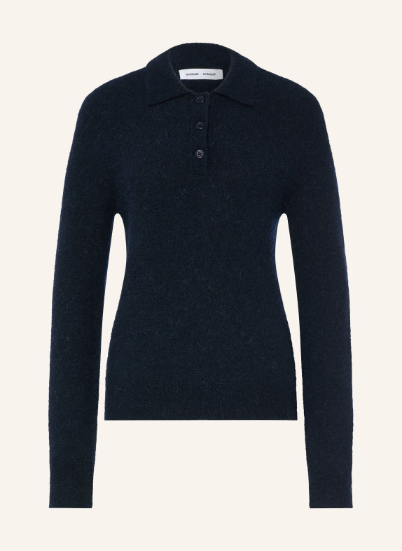 SAMSØE  SAMSØE Gebreid poloshirt SANOURA met alpaca en merinowol DONKERBLAUW