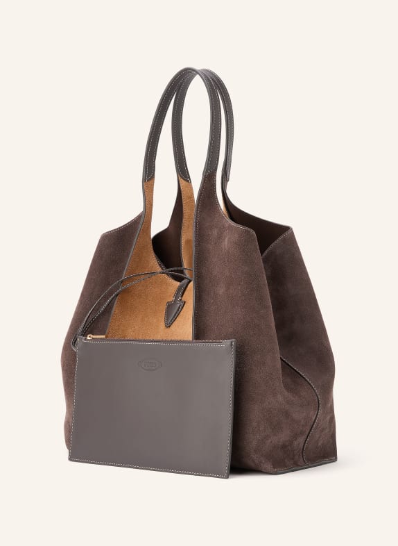 TOD'S Shoppers T TIMELESS met Pouch MARRON FONCÉ / CAMEL