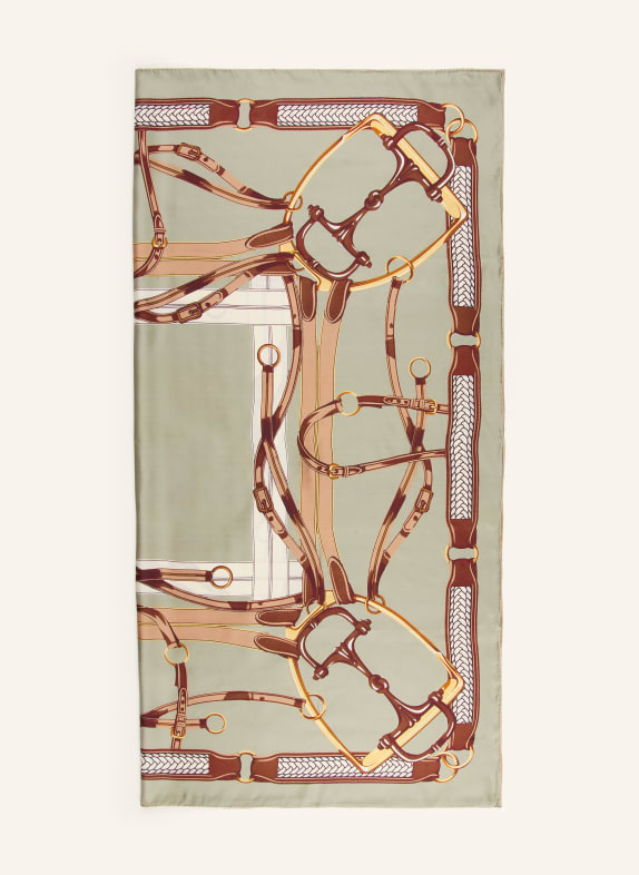CODELLO Silk scarf MINT / BROWN / YELLOW
