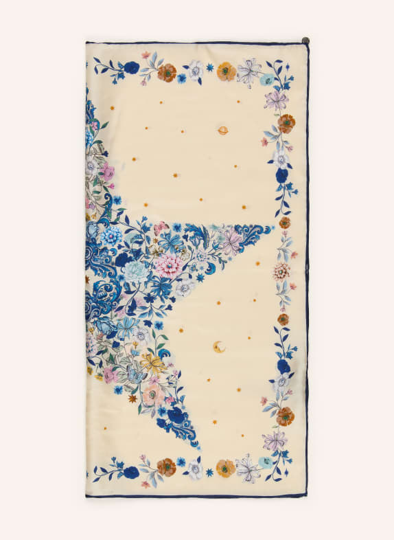 CODELLO Silk scarf ECRU / ORANGE / DARK BLUE