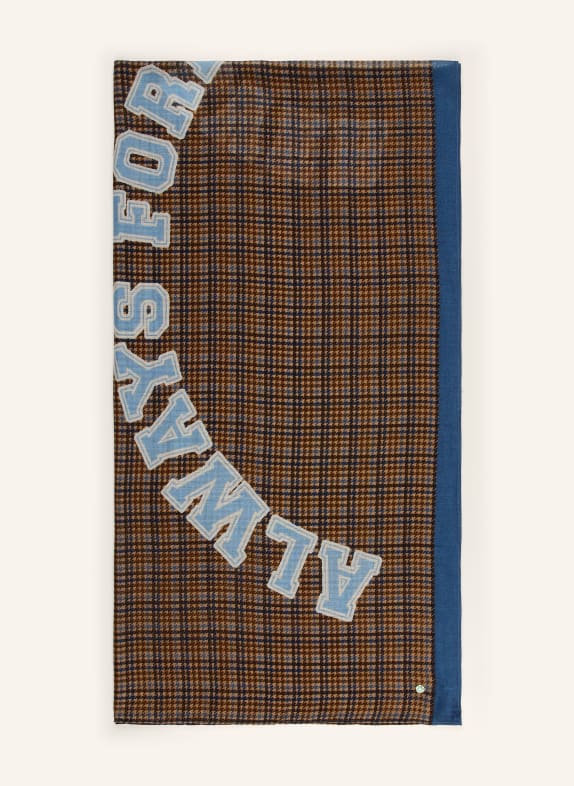 CODELLO Szal NIEBIESKI / JASNOBRĄZOWY / CIEMNOBRĄZOWY