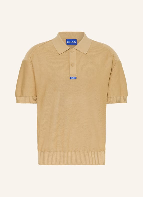 HUGO Gebreid poloshirt SAN PAISLEY CAMEL