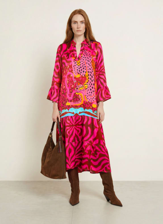 miss goodlife Satin dress PINK / NEON ORANGE / TURQUOISE