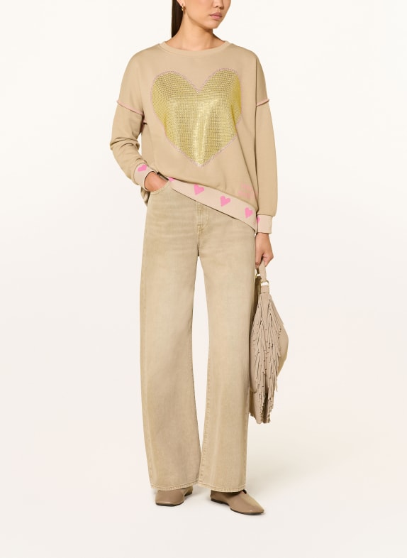 miss goodlife Sweatshirt met sierstenen BEIGE