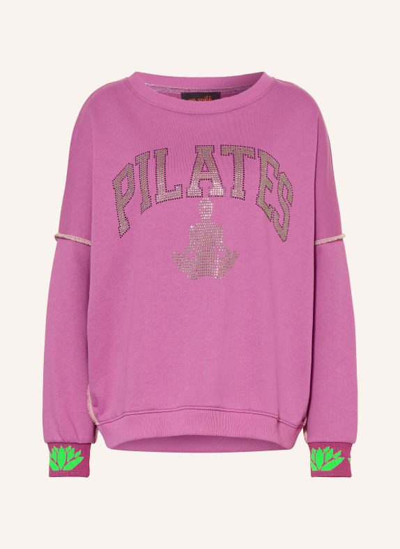 miss goodlife Sweatshirt with Rhinestones PURPLE / NEON GREEN