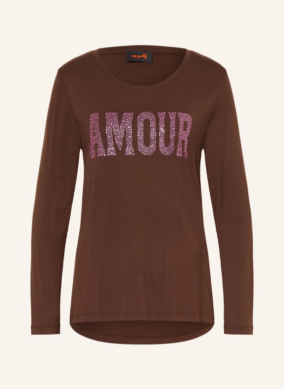 miss goodlife Long-sleeve shirt with gemstones DARK BROWN / PINK