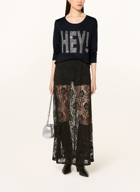 miss goodlife Longsleeve met sierstenen ZWART / ZILVER