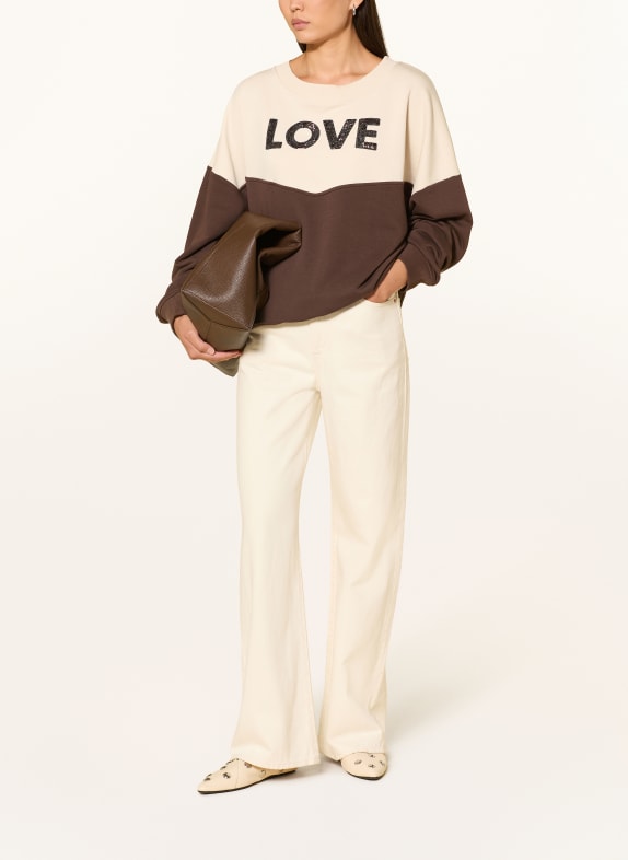 miss goodlife Sweatshirt met pailletten BEIGE / MARRON FONCÉ