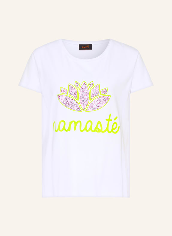 miss goodlife T-shirt with Rhinestones WHITE / PINK / NEON YELLOW