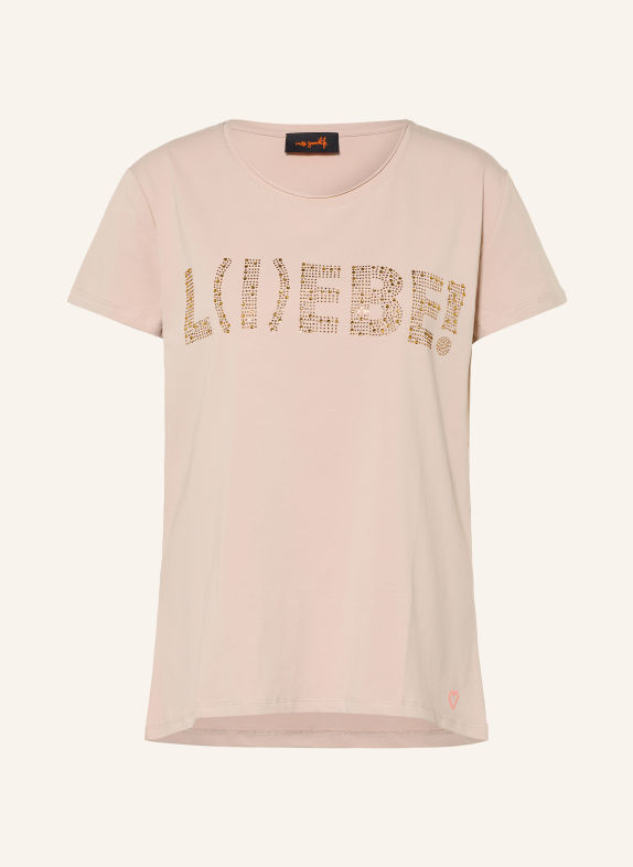 miss goodlife T-Shirt mit Schmucksteinen BEIGE / GOLD