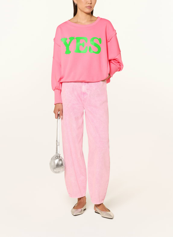 miss goodlife Sweatshirt met sierstenen ROZE / GROEN