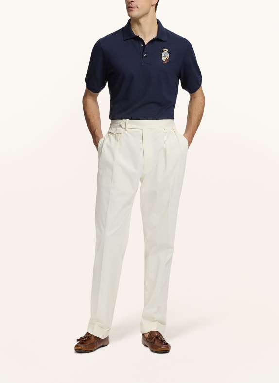 RALPH LAUREN PURPLE LABEL Piqué-Poloshirt DUNKELBLAU / DUNKELBRAUN / BEIGE