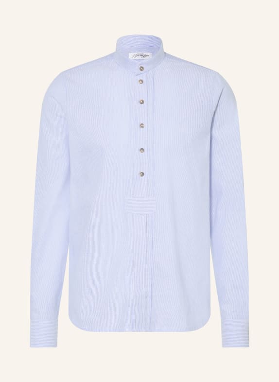 Grasegger Chemise traditionnelle KOPEKE coupe régulière avec col montant BLEU CLAIR / BLANC