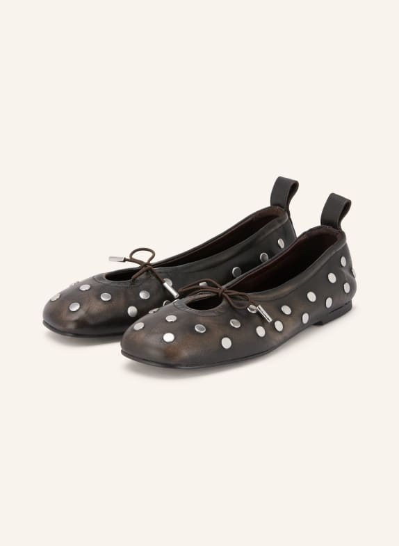 ALOHAS Ballerinas ROSALIND mit Nieten DUNKELBRAUN / SILBER