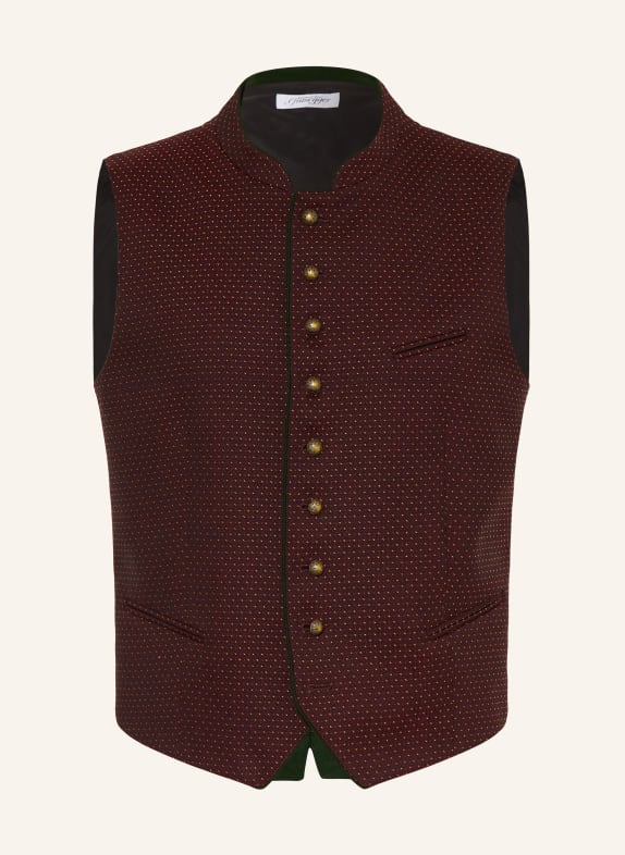 Grasegger Veste sans manches traditionnelle AURACH ROUGE FONCÉ / JAUNE FONCÉ / GROEN