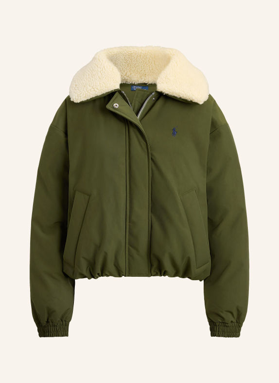 POLO RALPH LAUREN Blouson en duvet avec fourrure synthétique amovible OLIVE / ÉCRU / BLEU FONCÉ