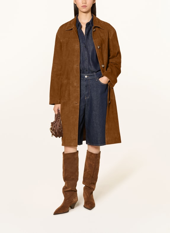 RICANO DONATELLA Leather Coat BROWN