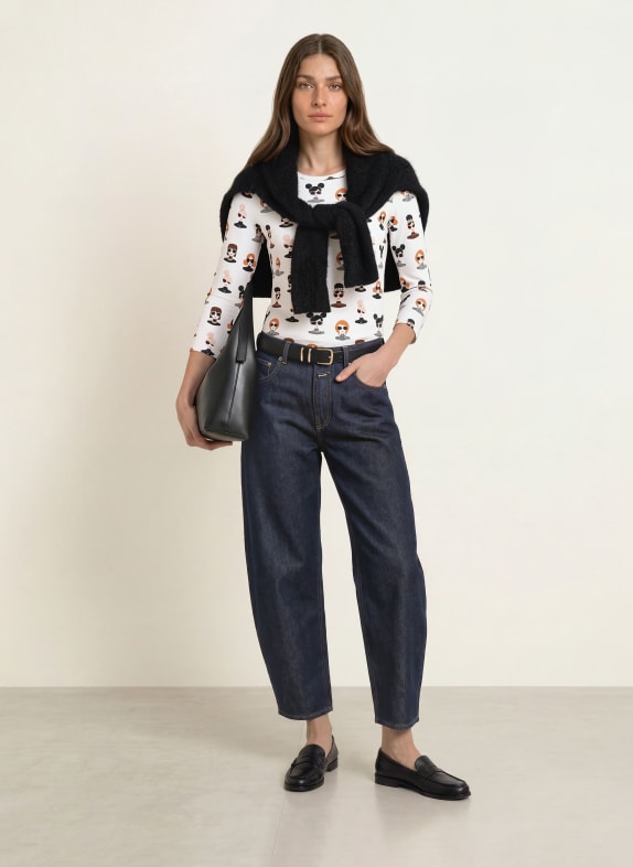 lilienfels Shirt met 3/4-mouwen WIT / BRUIN / ORANJE