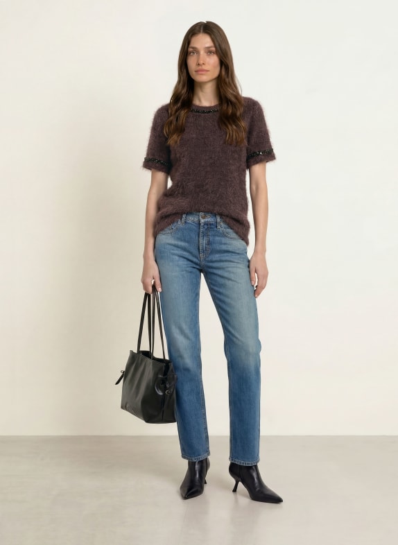 lilienfels Gebreid shirt met pailletten en sierstenen MARRON FONCÉ