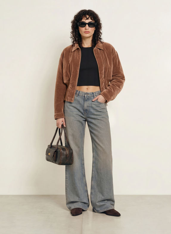 HAIKURE Blouson VIVIENNE en velours MARRON