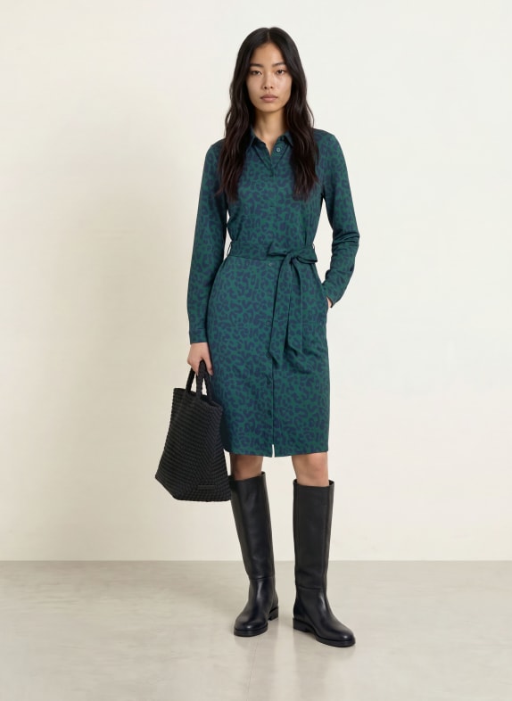 Miss Lagotte Jersey blousejurk DONKERGROEN / DONKERBLAUW