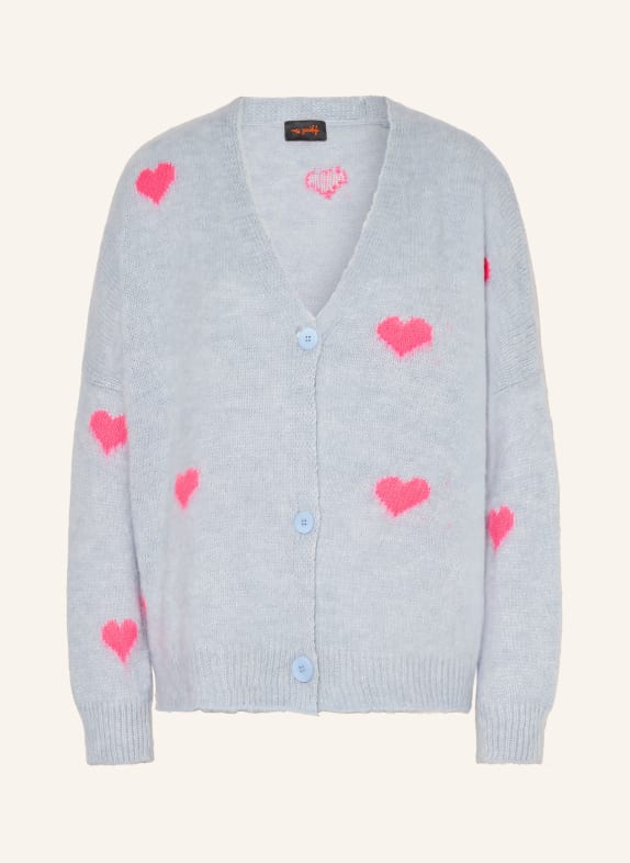 miss goodlife Strickjacke mit Alpaka HELLGRAU / NEONPINK