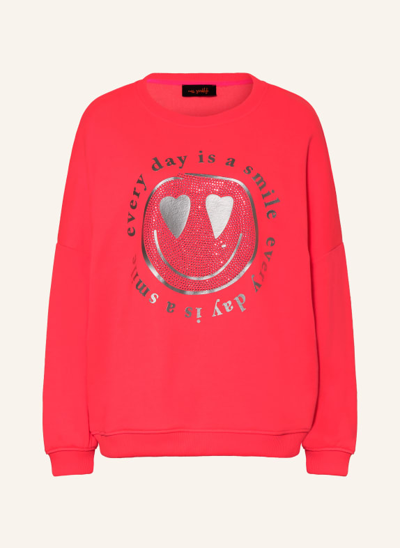 miss goodlife Oversized-Sweatshirt mit Schmucksteinen NEONPINK / SILBER