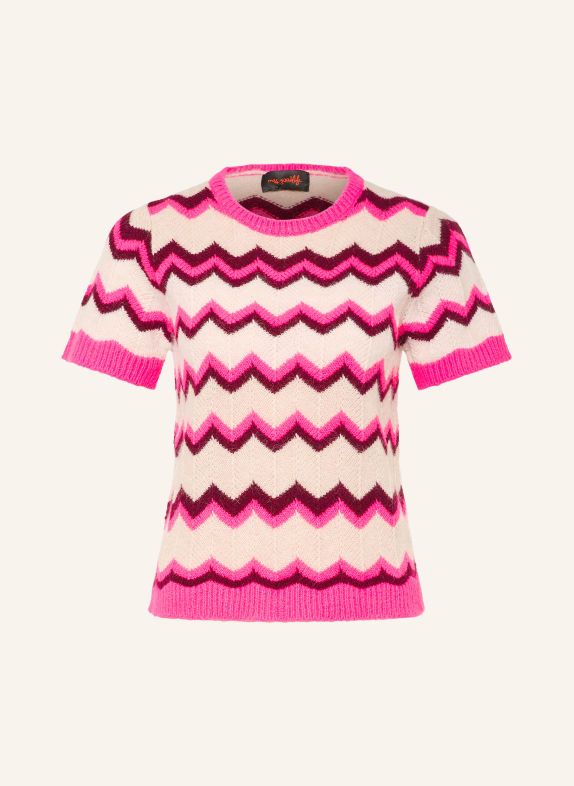 miss goodlife Knit shirt BEIGE / NEON PINK / DARK RED