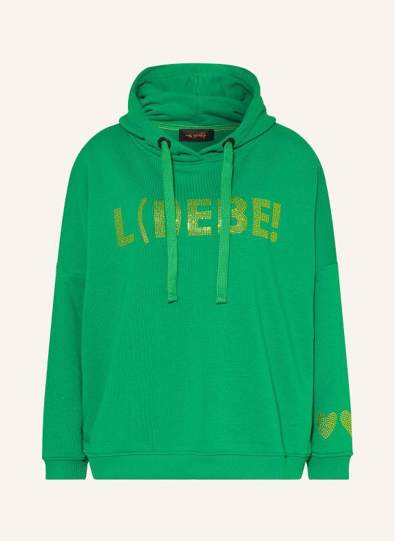 miss goodlife Hoodie met sierstenen GROEN / GEEL