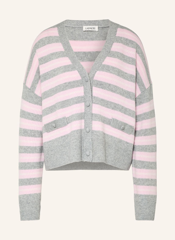 LADNERI Strickjacke ROMATUELLE mit Cashmere ROSA / ECRU / GRAU