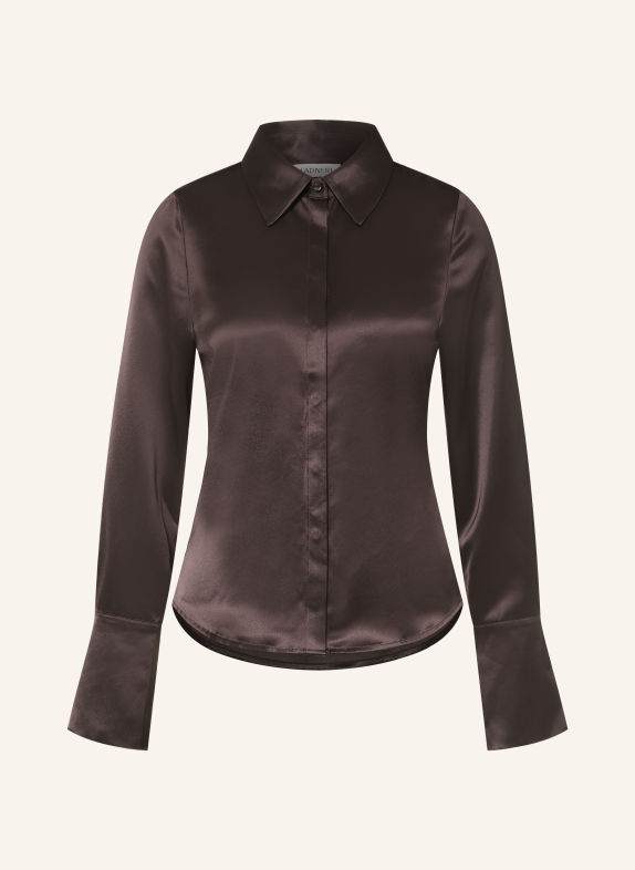 LADNERI Hemdbluse HEDI aus Satin DUNKELBRAUN