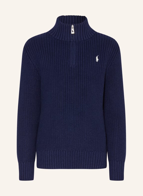 POLO RALPH LAUREN Pull col zippé BLEU FONCÉ
