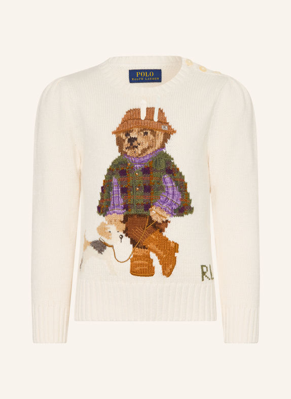 POLO RALPH LAUREN Sweater WHITE / BROWN / OLIVE